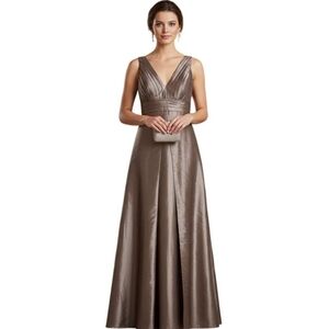 Bill Levkoff Deep Champagne Taffeta Old Hollywood Glam Gown Size 8
